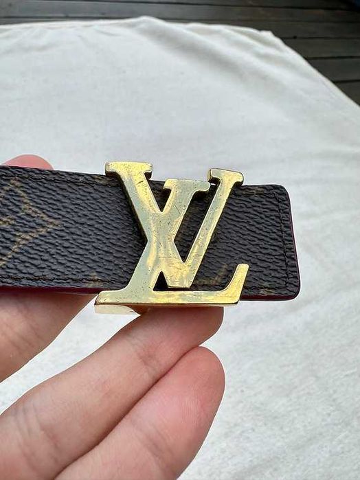 Oryginalny Pasek Louis Vuitton LV Monogram dwustronny brązowo-różowy