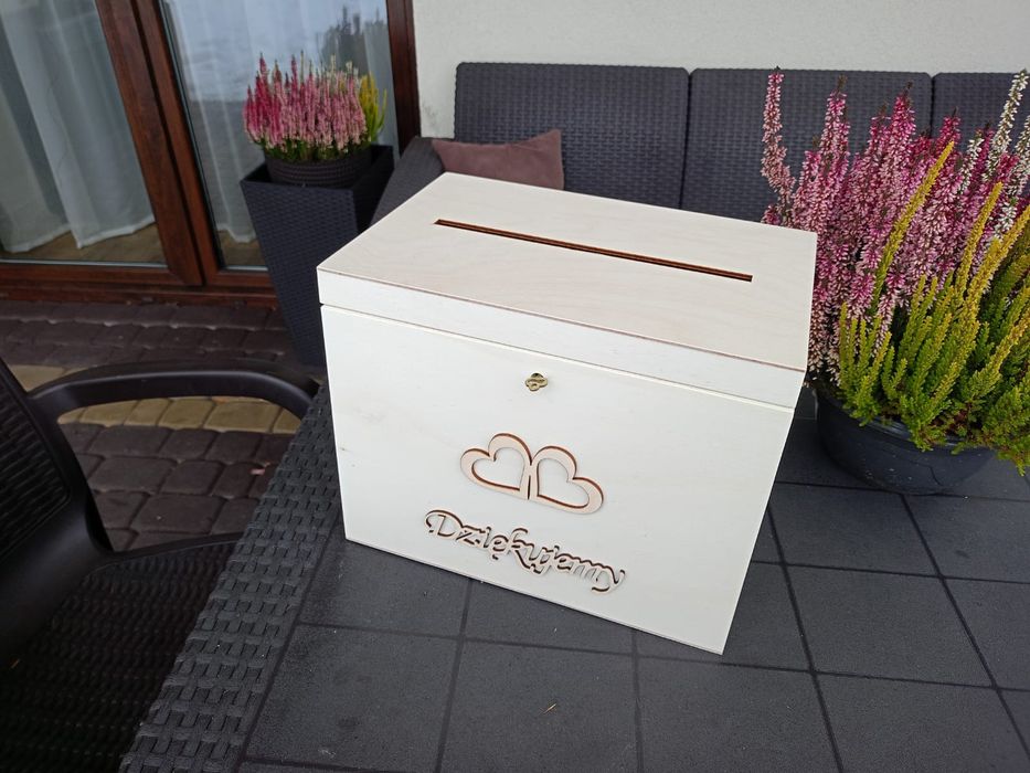 Pudełko drewniane skrzynia skrzynka box na koperty ślubne