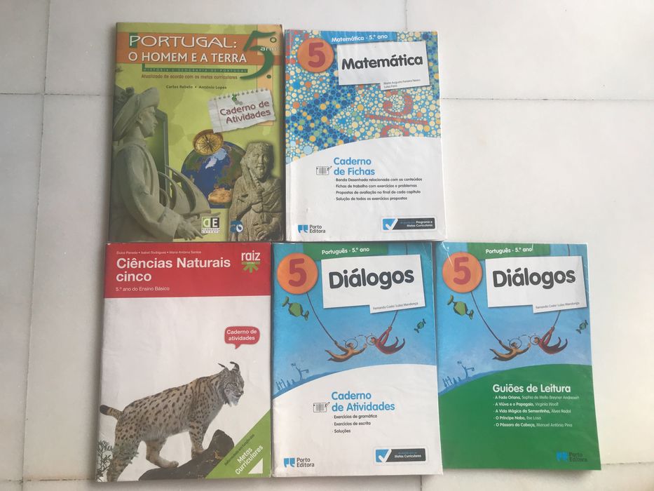 Cadernos de atividades 5º ano - Port, Mat, Hist, Ciências Nat.