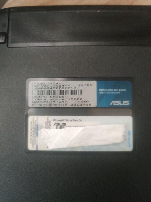 Asus X54H para aproveitamento de peças