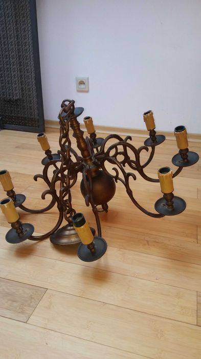 Żyrandol mosiężny lata 60-te