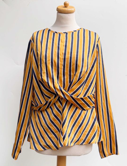 Bluzka Paski Primark 46 3XL Marszczona Satynowa Paseczki