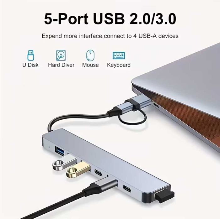 Adaptador Hub Multifuncional USB-C 3.0 (7 em 1)
