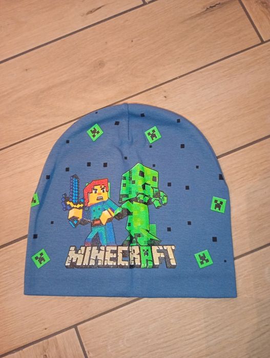 Niebieska bawełniana czapka jesienna Minecraft