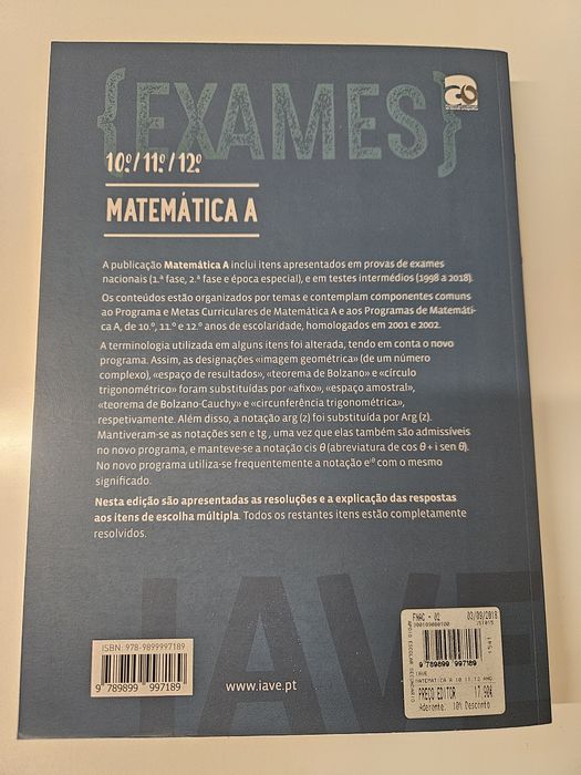 Livro IAVE Matemática A (10º/11º/12º) - Preparação Exame + Resoluções