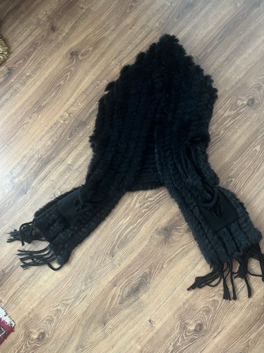 Kamizelka futrzana z królika czarna mięsista długa futro naturalne