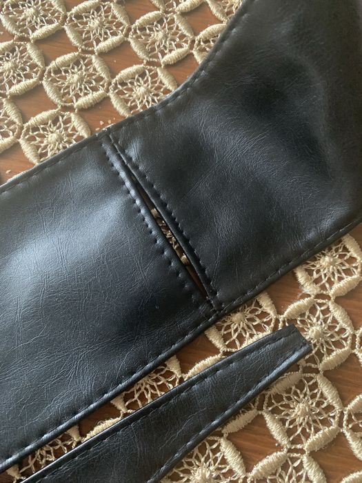 Pasek czarny wiązany długi 220 cm , skórzany