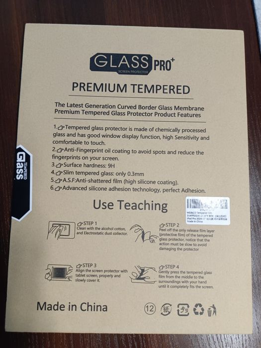 Szkło hartowane 9H Premium Glass Pro+.  iPad Pro 2024 11''