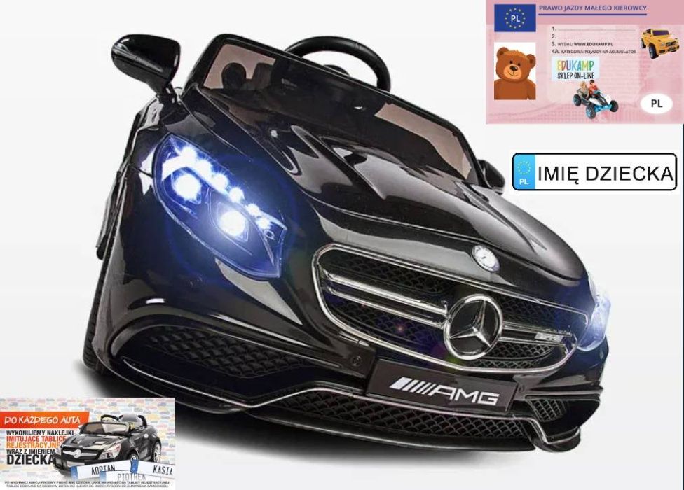 Czarne auto na akumulator Mercedes S63 AMG 2x45W