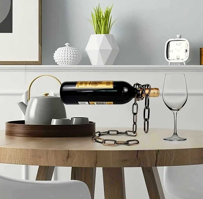 Porta Garrafas em metal decorativo – Estilo Moderno (vinho)