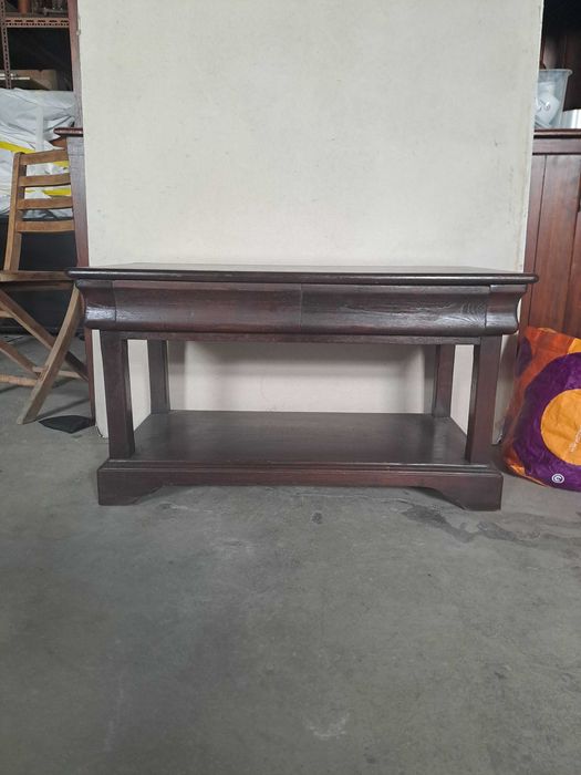 Solid wood coffee table – with shelf and drawers64286444573187120