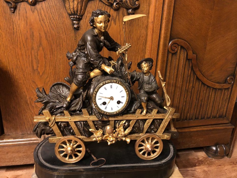 Antyk piękny i niespotykany zegar francuski Japy XIX wiek