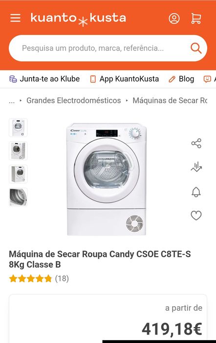Máquina de secar roupa candy Smart pro 8kg