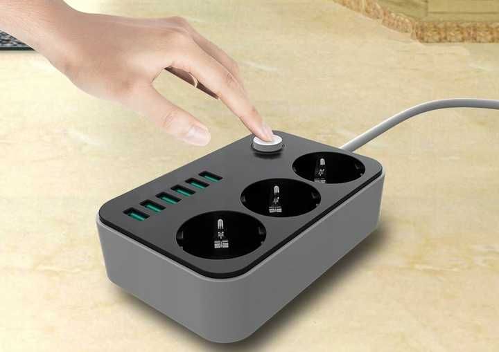 Przedłużacz listwa zasilająca 3 gniazda + 6 USB 4A