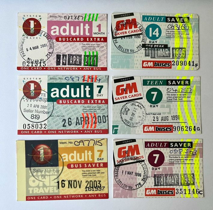 Bilety autobusowe Anglia, Manchester zestaw 6 szt