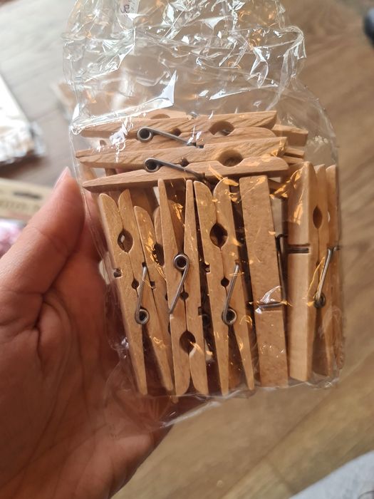 Klamerki drewniane ślub wesele Boho beżowe różowe