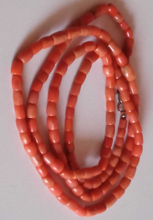 Намисто старовинне з рожевих коралів, 90 см.