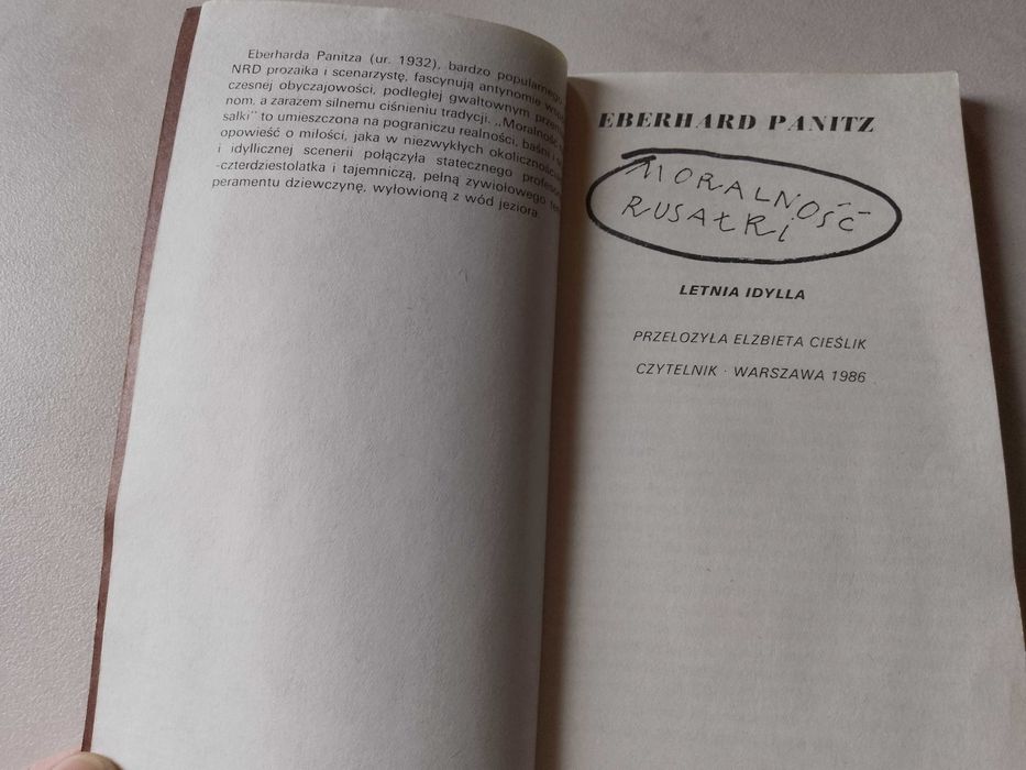 E. Panitz "Moralność rusałki. Letnia idylla" 1986