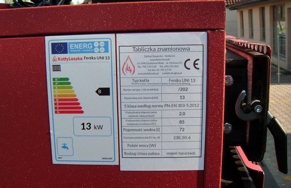 Kocioł piec c.o. 5 klasa UNI 13 kW na węgiel kotlyleszka ecodesign