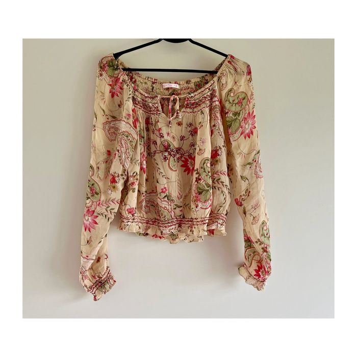 Bluzka hippie wzór boho ze ściągaczami 14 wiskoza koraliki haftowana