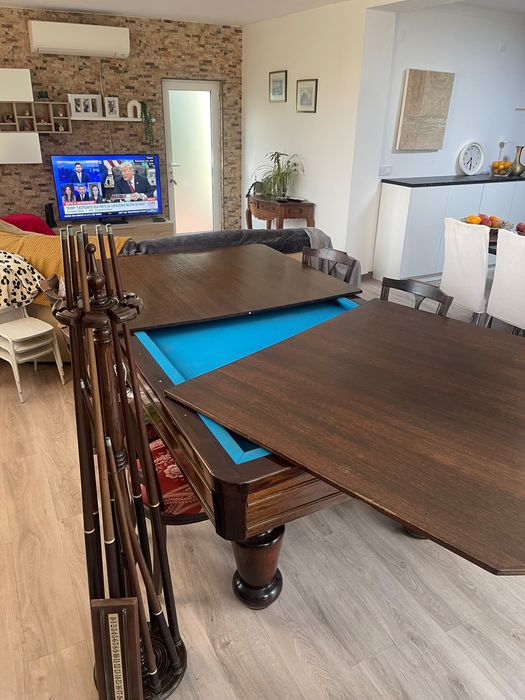 Mesa de BILHAR com tampo e 6 cadeiras