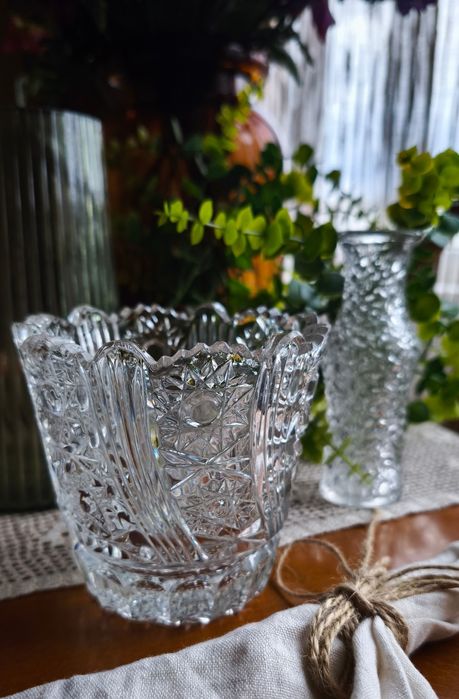 Вазы для цветов цветное медовое стекло хрусталь кришталь декор винтаж