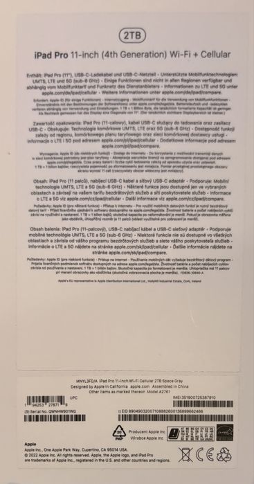 Ipad Pro 11’’ Cellular. NOWY !! 2Tb pamięci.