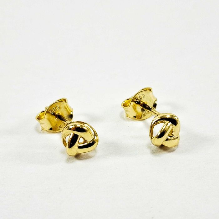 Nienoszone Złote Kolczyki Supełki Sztyft 585 0,9G 0,6CM