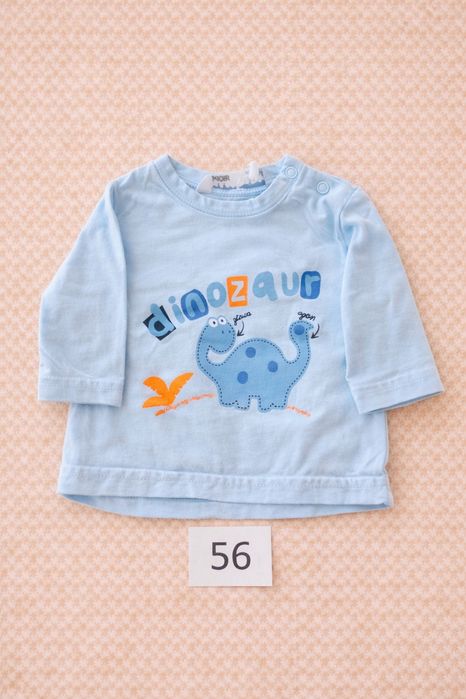 Bluzka niemowlęca 56 dinozaur niebieska długi rękaw Baby Code
