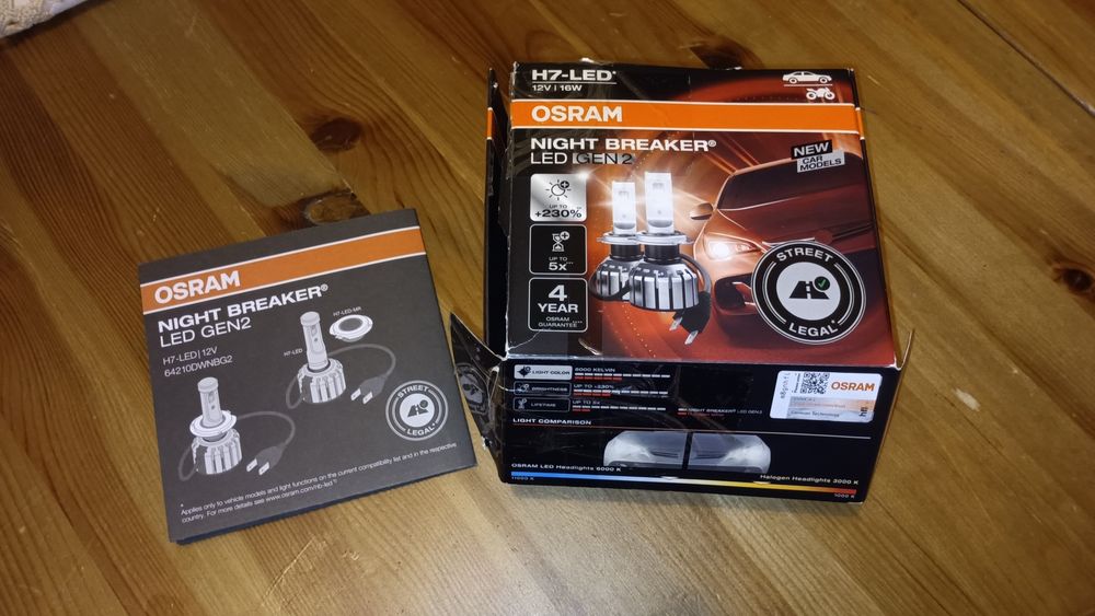 Lampadas Auto H7 OSRAM Night Breaker LED GEN2 +230% street legal