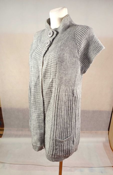 Sweterkowy bezrękawnik kamizelka z wełną alpaką L XL kardigan sweter