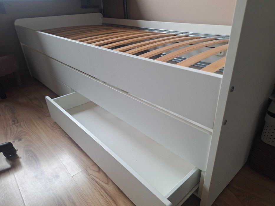 IKEA Slakt rama łóżka z łóżkiem dolnym i szufladami. Bez materacy