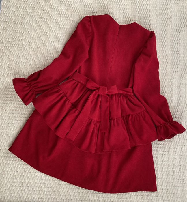 Дитяче плаття червоне з вельвету для дівчинки. Розміри від 122 до 152.
