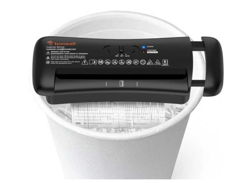 Kompaktowa Niszczarka biurowa Bonsaii S119A papier + karty paski 6mm