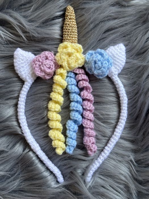 Arcos de cabelo em crochê, fitas, tiaras