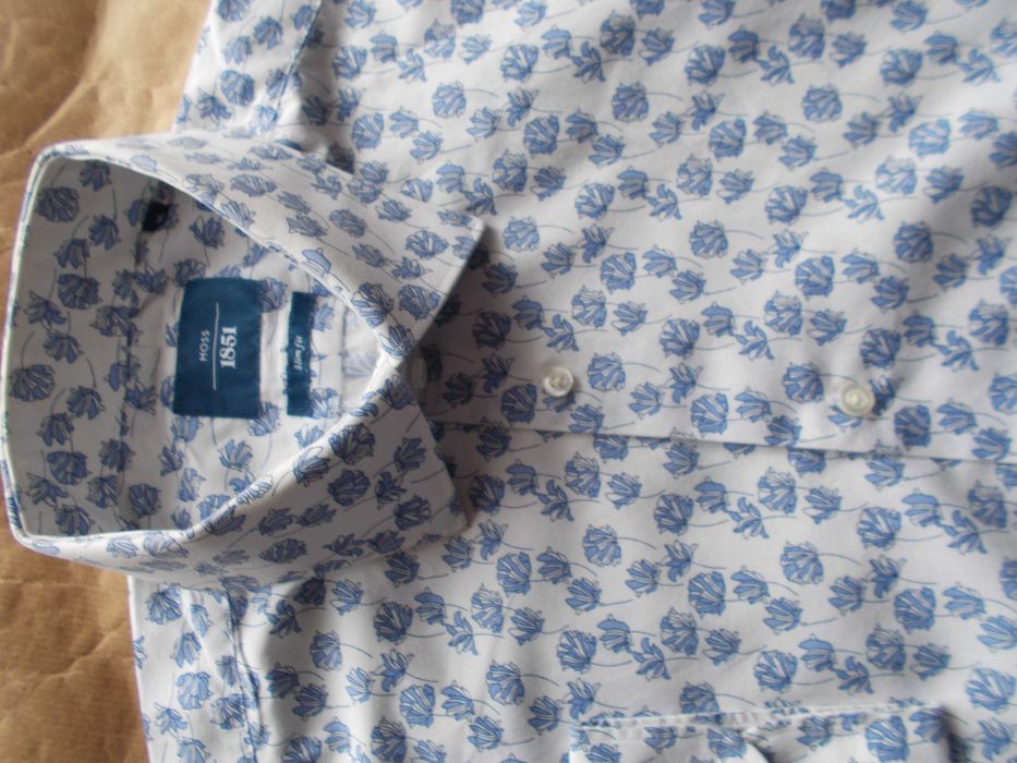 -L- MOSS 1851 Premium Designerska Koszula Męska L 41,5 cm UK