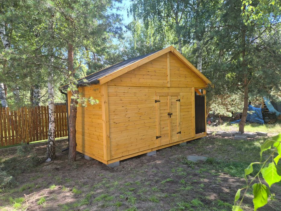 PROMOCJA -10% | Domek narzędziowy JAN IV 3x6 m z drewutnią i lamelami BLANCA NOWOŚĆ
