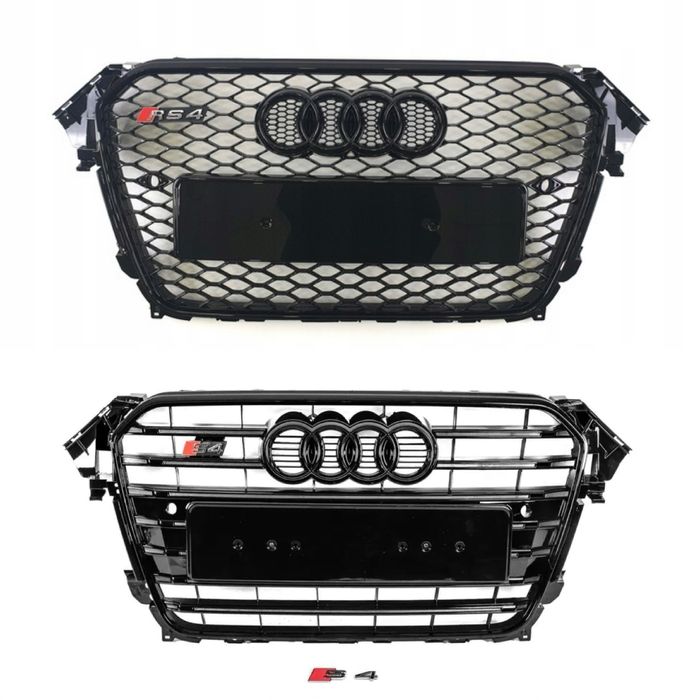 Решітка радіатора Audi A4 S4 B8 2012-2016 стиль RS4 / S4  Black чорний