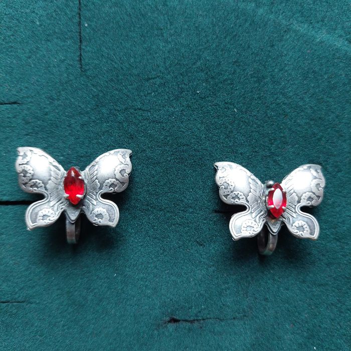 Klipsy srebrne motylki,vintage