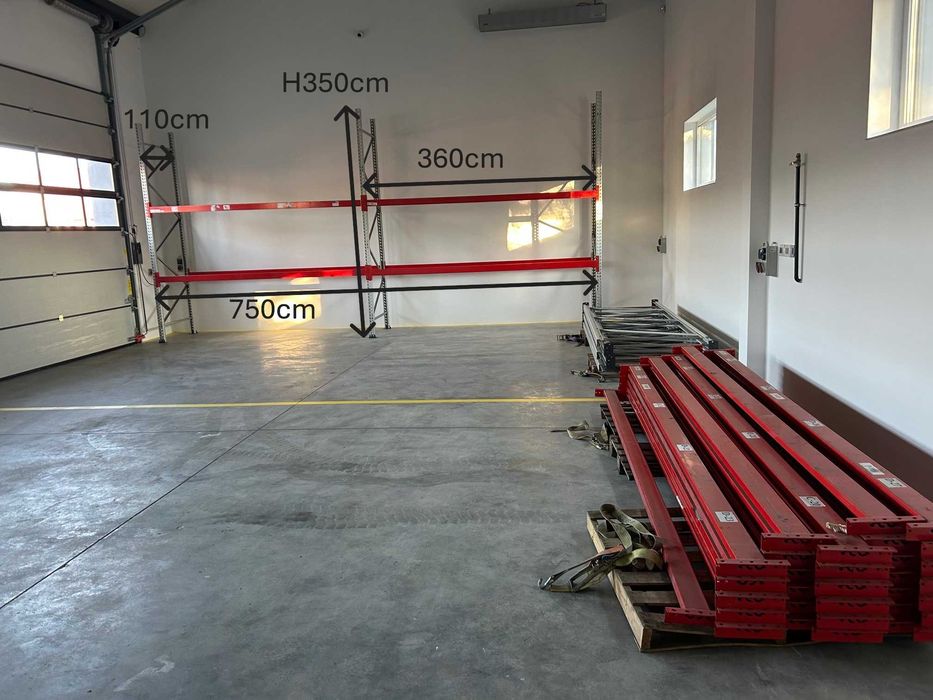 Regały paletowe magazynowe przemysłowe Mago MGL HX trawersy 360cm hala