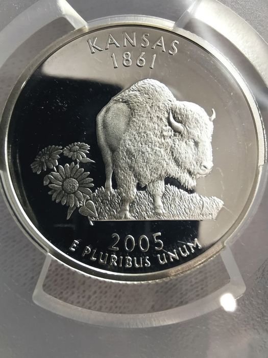 США 25 центів 2005р. - 50 штатів." KANSAS". СРІБЛО. СЛАБ.