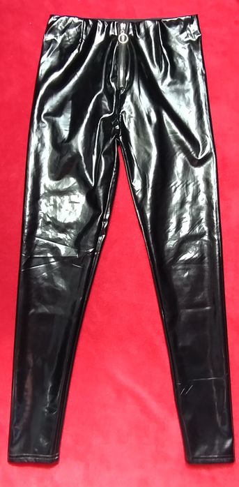 Czarne leginsy lateksowe lakierowane zamek rozmiar s/m