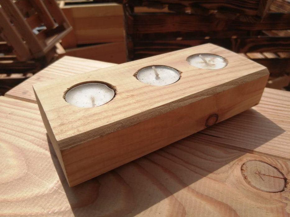 Świecznik drewniany, świeczniki , podgrzwacz