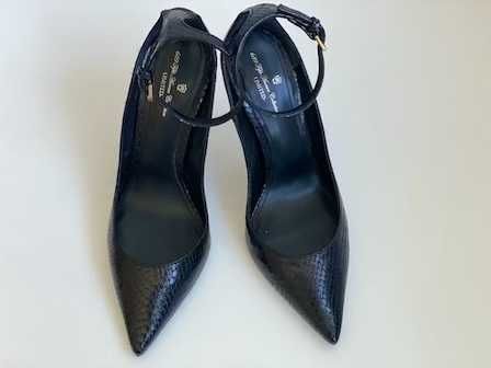 Sapato Alto Pele Preto Pulseira Massimo Dutti - Special Edition 37