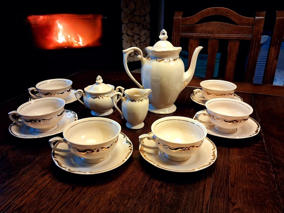 Unikat stan idealny ! serwis kawowy porcelana Tułowice 6 osób antyk !