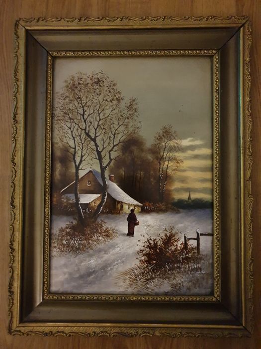 Obraz 25x36 malowany na porcelanie 1850r