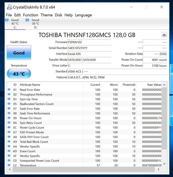 mSATA SSD диск на 128 GB Toshiba