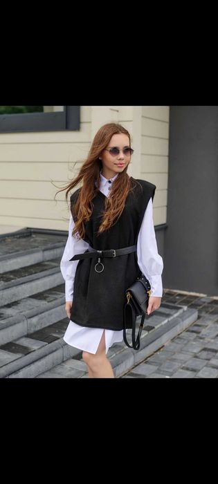 Довга сорочка с жилетом 158р