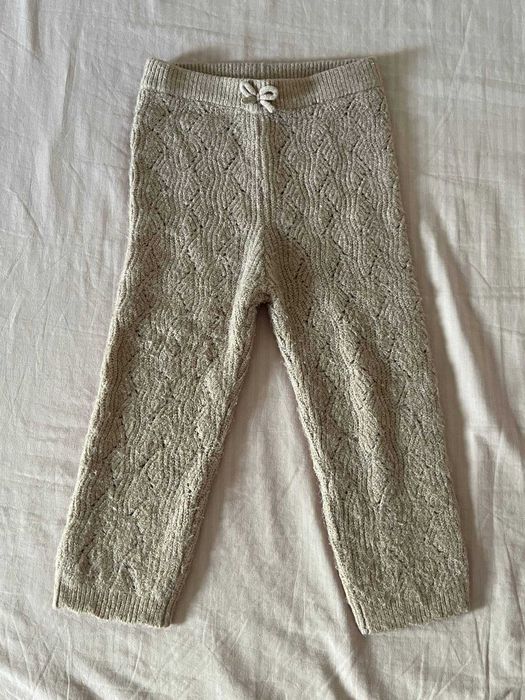 Leggings de malha rendada Kiabi bege com laço, 36 meses