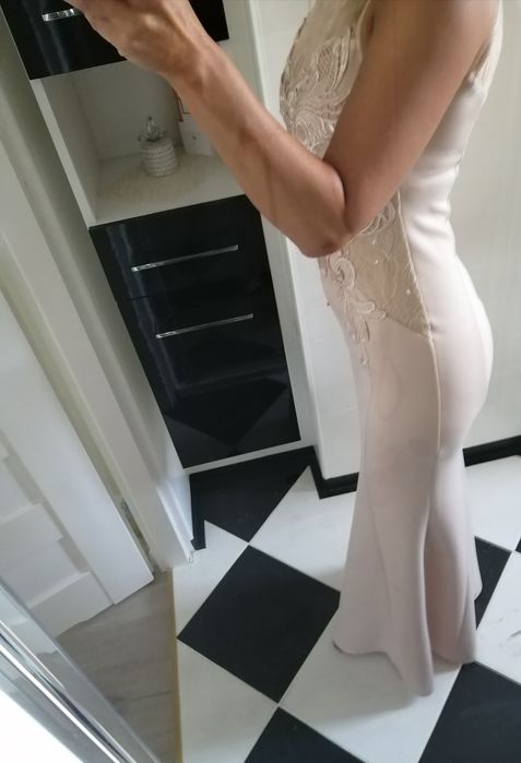 Sukienka długa maxi syrenka rybka nude na wesele